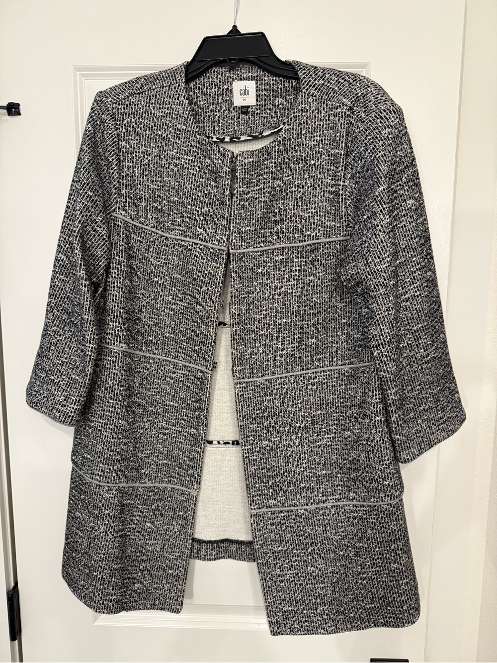 CAbi Gray Textured Open-Front Coat
